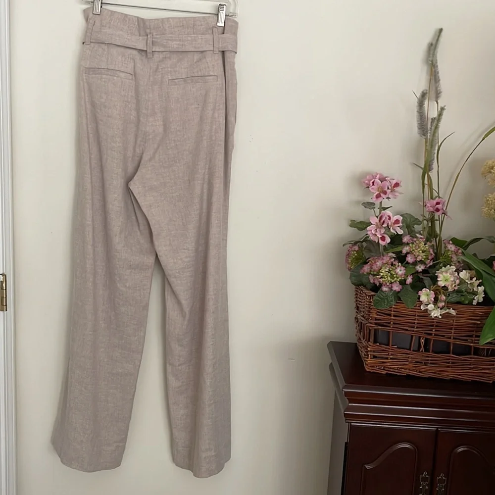 Banana Republic Women’s High Waisted Linen Cotton Pants with Tie Belt